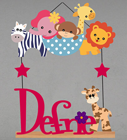 Meşgalem Hayvanat Bahçesi Temalı Kişiye Özel Kapı Süsü