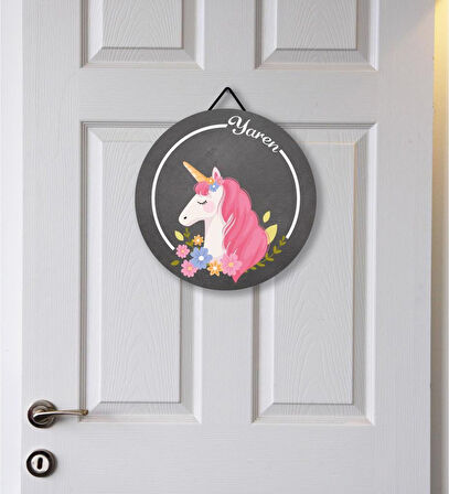 Kişiye Özel Unicorn Kapı Süsü 30x30cm