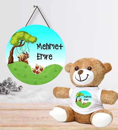 Kişiye Özel Bebek Kapı Süsü (Peluş Ayıcık Hediyeli) – Baby Shower / Hastane Odası