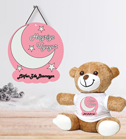 Kişiye Özel Bebek Kapı Süsü (Peluş Ayıcık Hediyeli) – Baby Shower / Hastane Odası