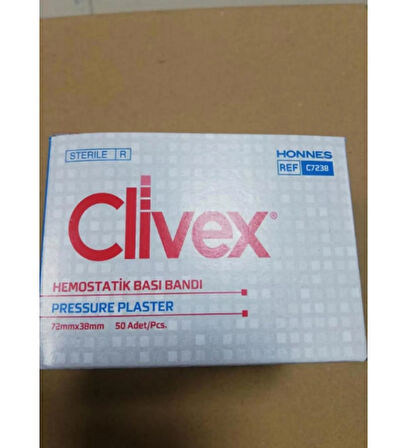 Clivex Steril Diyaliz Hemostatik Bası Bandı Polietilen 72x38 mm 25'li