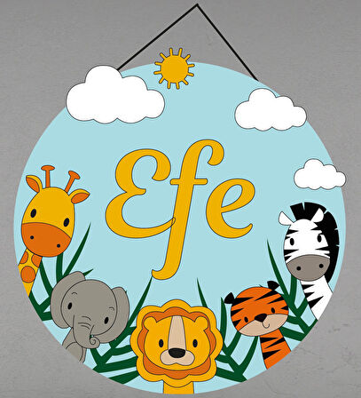 Meşgalem Hayvanat Bahçesi Temalı Kişiye Özel Kapı Süsü