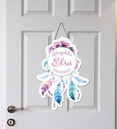 Kişiye Özel Bebek Kapı Süsü (Peluş Ayıcık Hediyeli) – Baby Shower / Hastane Odası