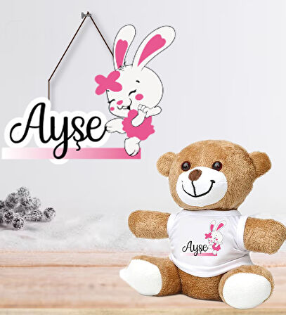 Kişiye Özel Bebek Kapı Süsü (Peluş Ayıcık Hediyeli) – Baby Shower / Hastane Odası