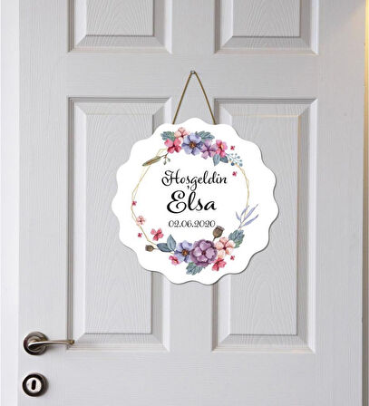 Kişiye Özel Bebek Kapı Süsü (Peluş Ayıcık Hediyeli) – Baby Shower / Hastane Odası