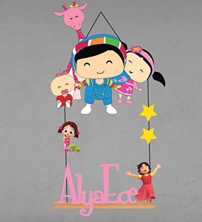 Meşgalem Animasyon Temalı Kişiye Özel Kapı Süsü