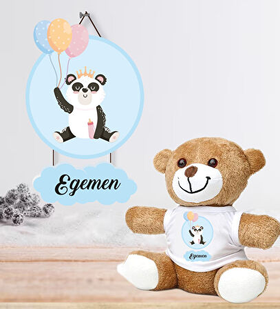 Kişiye Özel Bebek Kapı Süsü (Peluş Ayıcık Hediyeli) – Baby Shower / Hastane Odası