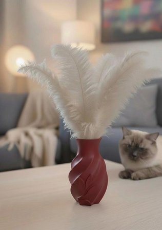 GÜL DETAYLI DEKORATİF BLOOM VAZO (Kırmızı)