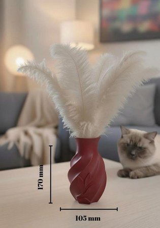 GÜL DETAYLI DEKORATİF BLOOM VAZO (Kırmızı)