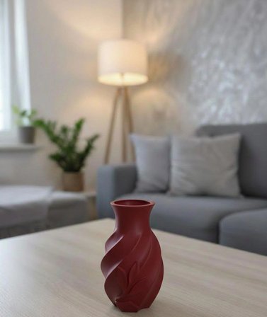 GÜL DETAYLI DEKORATİF BLOOM VAZO (Kırmızı)