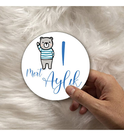 12 Aylık Ahşap Plak Seti  Bebek Aylık Fotoğraf Kartları