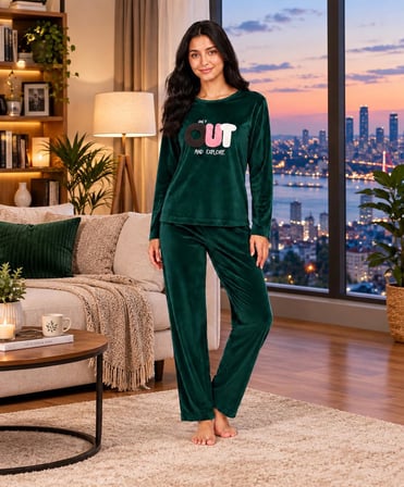 SUNZER HOMEWEAR charme bayan kışlık kadife pijama takımı