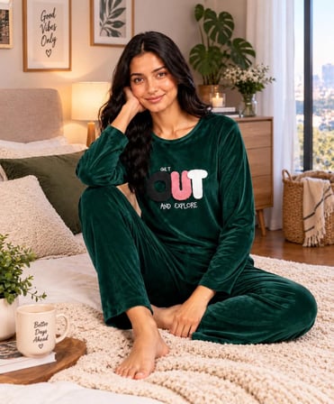 SUNZER HOMEWEAR charme bayan kışlık kadife pijama takımı