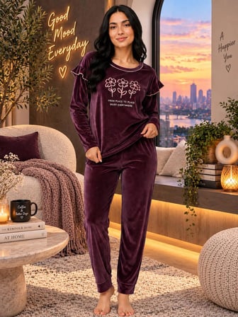 SUNZER HOMEWEAR charme bayan kışlık kadife pijama takımı