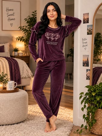 SUNZER HOMEWEAR charme bayan kışlık kadife pijama takımı