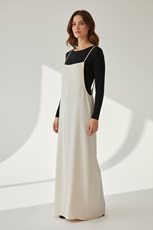 KADIN AYARLANABİLİR İP ASKILI DABIL KUMAŞ ELBİSE