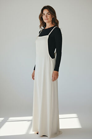 KADIN AYARLANABİLİR İP ASKILI DABIL KUMAŞ ELBİSE