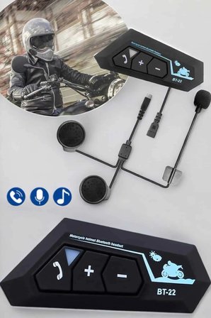 Mey İthalat® Kask Kulaklık Bluetooth Motosiklet Kulaklık Intercom Su Geçirmez