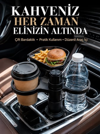 Mey İthalat® Otomobil İçin Çift Bardak Tutucu Ve Çok Amaçlı Organizer