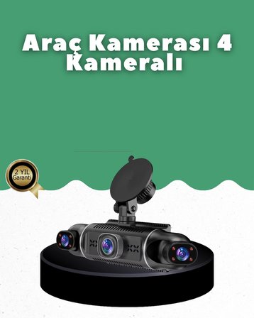 Mey İthalat® 1080P 4 Kanallı Araç Kamerası Gps + Wifi + G Sensör Destekli