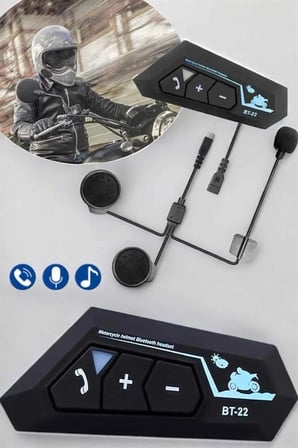 Mey İthalat® Kask Kulaklık Bluetooth Motosiklet Kulaklık Intercom Su Geçirmez