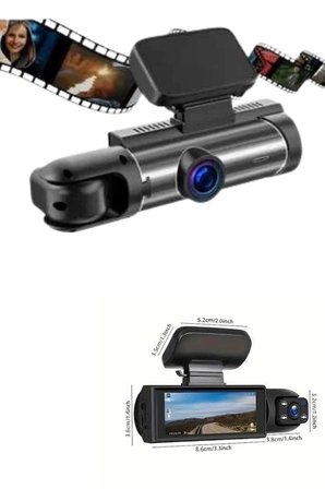 Mey İthalat® Araç İçi Full Hd Kamera Ön Arka Kameralı Ekranlı Araç Kamerası