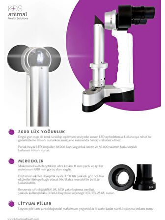Kds Animal Heath Slit Lamp - Yarık Kafa Mikroskop - El Mikroskobu - Oftalmoskop - Dermatoskop