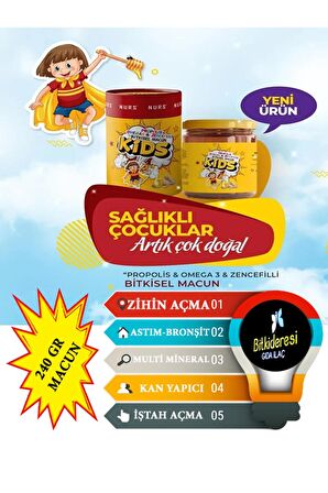 Kids Çocuklar için Özel Propolis - Omega 3 ve Zencefilli Macun 240 gr