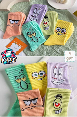 5 Çift Unisex Desenli Karakterli  Kolej Çorap Seti Extra Rahat