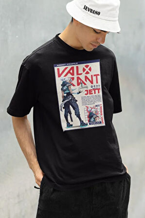 Valorant Dualist Karakter Baskılı Unisex Tişört, Oversize Jett Oyun Karakteri Tişört