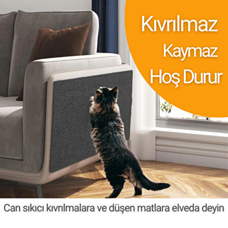 Beylini Kedi Tırmalama Halısı Yapışkanlı Her Yüzeye Uygulanabilir Kesilebilir Mobilya Koruyucu Mat (40X50)