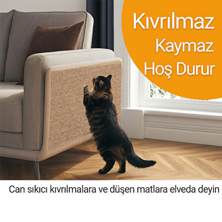 Beylini Kedi Tırmalama Halısı Yapışkanlı Her Yüzeye Uygulanabilir Kesilebilir Mobilya Koruyucu Mat (40X50)