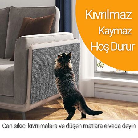 Beylini Kedi Tırmalama Halısı Yapışkanlı Her Yüzeye Uygulanabilir Kesilebilir Mobilya Koruyucu Mat (40X50)