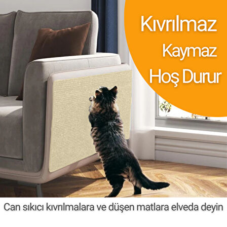 Beylini Kedi Tırmalama Halısı Yapışkanlı Her Yüzeye Uygulanabilir Kesilebilir Mobilya Koruyucu Mat (40X50)