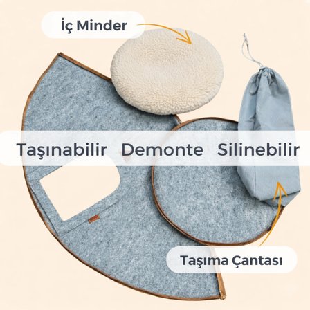 Taşınabilir Kedi Köpek Evi Minderli Pet Çadır Çantalı Model Yuva Kulübe Dekoratif 45x50