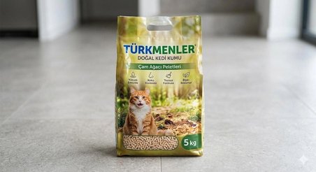 KEDİ KUMU PELET DOĞAL  10L 5K TOZSUZ TOPAKLANAN TÜRKMENLER 