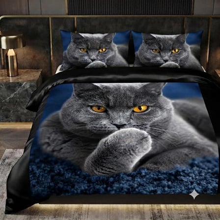 Özel Tasarım Marka Çift Kişilik Nevresim Takımı Organik Saten & Pamuk Luxury Premium Kumaş 240*260 Cm Ranforce Kedi Tekir Siyam İran Siyah Beyaz Van