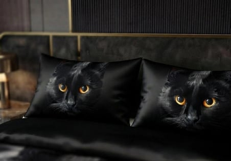 Özel Tasarım Marka Çift Kişilik Nevresim Takımı Organik Saten & Pamuk Luxury Premium Kumaş 240*260 Cm Ranforce Kedi Tekir Siyam İran Siyah Beyaz Van