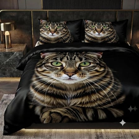 Özel Tasarım Marka Çift Kişilik Nevresim Takımı Organik Saten & Pamuk Luxury Premium Kumaş 240*260 Cm Ranforce Kedi Tekir Siyam İran Siyah Beyaz Van