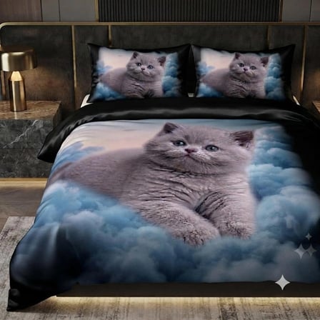 Özel Tasarım Marka Çift Kişilik Nevresim Takımı Organik Saten & Pamuk Luxury Premium Kumaş 240*260 Cm Ranforce Kedi Tekir Siyam İran Siyah Beyaz Van