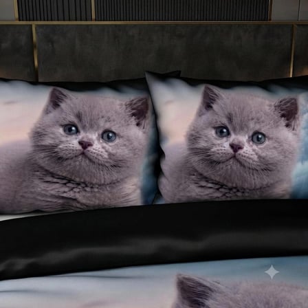 Özel Tasarım Marka Çift Kişilik Nevresim Takımı Organik Saten & Pamuk Luxury Premium Kumaş 240*260 Cm Ranforce Kedi Tekir Siyam İran Siyah Beyaz Van