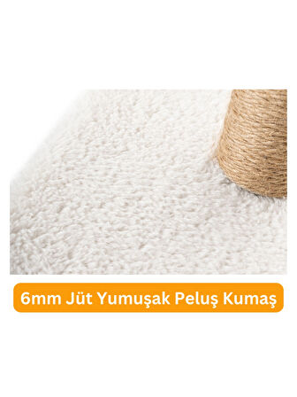 Beylini Çubuk Kedi Tırmalama Tahtası Peluş Kumaş Silinebilir Demonte 40 cm Beyaz Renk