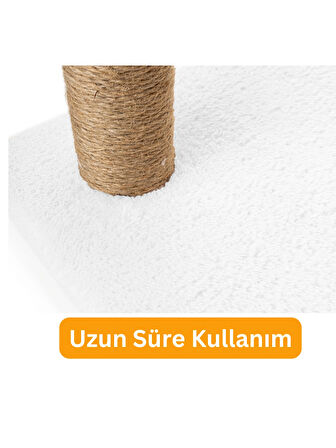 Beylini Çubuk Kedi Tırmalama Tahtası Peluş Kumaş Silinebilir Demonte 40 cm Beyaz Renk