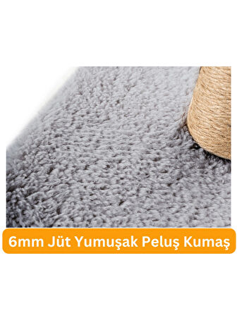 Beylini Çubuk Kedi Tırmalama Tahtası Peluş Kumaş Silinebilir Demonte 40 cm Gri Renk