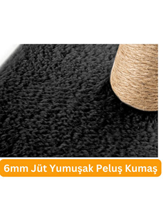 Beylini Çubuk Kedi Tırmalama Tahtası Peluş Kumaş Silinebilir Demonte 40 cm Siyah Renk