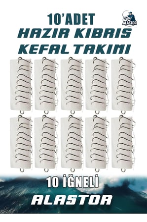 Hazır 10'Lu Kefal İçin 10 İğneli Kıbrıs Takımı 10'Lu Paket Hazır Kıbrıs Kefal Takımı 10'Lu Set
