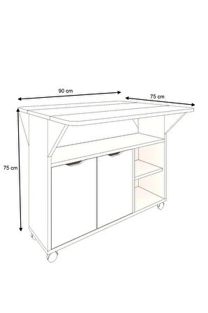 KELEBEK MASA Tekerlekli Dolap Ve Yemek Masası Katlanabilir Mdf Portatif
