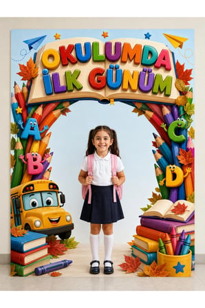 Okulda ilk günüm 100x150 cm vinil branda