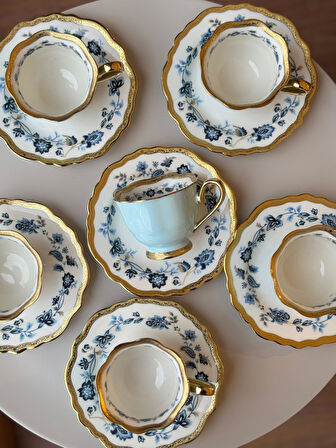 Lüx Porselen Royking Bone China 6 Lı Fİncan Takımı Mavi Cyd001