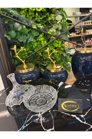 Bohemia Kristal Kapaklı Şekerlik, Sunumluk, Cam Kesme Kapaklı Kase, Kristal Kesme, Hediyelik